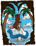 beach brown_hair cloud clouds flower hair_flower hair_ornament link&#039;s_awakening link's_awakening lowres marin_(legend_of_zelda) marin_(the_legend_of_zelda) nintendo okra_(artist) palm_tree sky the_legend_of_zelda the_legend_of_zelda:_link's_awakening tree 