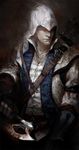  ao666 assassin's_creed_(series) assassin's_creed_iii axe connor_kenway hood male_focus quiver realistic solo vambraces weapon 