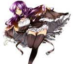  bad_id bad_pixiv_id black_legwear breasts brown_hair dress hijiri_byakuren large_breasts long_hair maetaku multicolored_hair one_eye_closed purple_hair smile solo thighhighs touhou transparent_background two-tone_hair yellow_eyes 