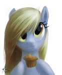  amber_eyes blonde_hair crumbs derpy_hooves_(mlp) equine female feral food friendship_is_magic hair horse looking_at_viewer mammal muffin my_little_pony pegasus plain_background pony raikoh-illust raikoh14 solo white_background wings 