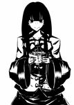  bad_id bad_pixiv_id greyscale houraisan_kaguya kikiriri long_hair looking_at_viewer monochrome simple_background smile solo touhou white_background 