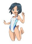  blue_eyes blue_hair competition_swimsuit inazuma_eleven_(series) inazuma_eleven_go one-piece_swimsuit open_mouth short_hair smile sorano_aoi swimsuit wakusei_hakai_otoko 