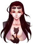  animal animal_between_breasts bad_deviantart_id bad_id between_breasts black_hair blue_eyes breasts cat cleavage collarbone eyebrows eyewear_on_head kate_niemczyk kitten large_breasts lips long_hair looking_at_viewer nico_robin nose one_piece simple_background solo sunglasses upper_body 