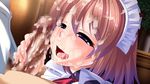  bishop bishop_(company) cum cum_in_mouth cum_on_hair fellatio maid naughty_face oral penis purple_eyes shirikon_magic_umareru_mae_kara_anata_senyou 