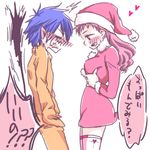  ao_no_exorcist blue_hair breasts christmas genderswap hat lowres okumura_rin pink_hair santa_hat shima_renzou tail thighhighs translation_request 