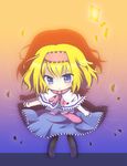  alice_margatroid blonde_hair blue_eyes capelet chibi dress hairband nagamo_sakana pantyhose shadow smile solo standing string touhou 