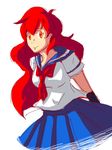  drawfag long_hair magami_eiko non-web_source project_a-ko red_eyes red_hair school_uniform serafuku solo 