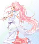 arche_klein bad_id bad_pixiv_id coat earrings gloves jewelry long_hair looking_back outstretched_arms pants pink_eyes pink_gloves pink_hair pink_pants ponytail shoes smile solo souko_(yue) spread_arms tales_of_(series) tales_of_phantasia white_background wide_ponytail 