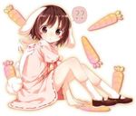  animal_ears blood blush_stickers brown_hair bunny bunny_ears bunny_tail buriki carrot child duplicate inaba_tewi lowres mary_janes nosebleed red_eyes shoes short_hair sitting solo tail touhou 