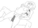  1girl alan_smithee animated animated_gif bouncing_breasts breast_grab breasts censored grabbing love_gif monochrome panties schoolgirl sex short_hair standing underwear vaginal 