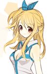  1girl bare_shoulders blonde_hair breasts brown_eyes fairy_tail female lucy_heartfilia maooo pixiv_thumbnail resized smile 