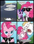  blood blue_eyes body bulk_biceps_(mlp) bush clothing comic cutie_mark dead dialog dialogue ear_piercing english_text equine eyewear feather female feral friendship_is_magic hair horn horse jacket madmax male mammal meme my_little_pony outside pegasus piercing pinkie_pie_(mlp) pony red_eyes saliva shirt spit suit sunglasses text tree twilight_sparkle_(mlp) unicorn unknown_character vein veins wings wood 