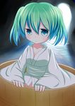  absurdres bucket child choko_(mixberry_parfait) collarbone green_eyes green_hair highres in_bucket in_container kisume short_hair solo touhou twintails water wooden_bucket 
