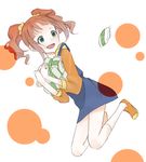  bag blush brown_hair dress green_eyes idolmaster idolmaster_(classic) open_mouth rikkukku short_hair smile solo takatsuki_yayoi twintails 