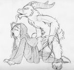  anthro black_and_white caprine cloven_hooves devil doggy_position doggystyle duo eyes_closed female from_behind goat hooves horn human human_on_anthro interspecies jay_naylor male mammal monochrome nun plain_background sex straight tongue tongue_out unknown_artist white_background 