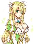  bad_id bad_pixiv_id blonde_hair breasts corset detached_collar elsword grand_archer_(elsword) green_eyes large_breasts limble long_hair pointy_ears puffy_sleeves rena_(elsword) smile solo white_background 