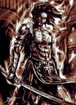  abs baryan black_hair long_hair male_focus md5_mismatch muscle original solo sword weapon 