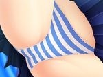  blue_skirt cameltoe close-up katsuragi_(senran_kagura) panties pleated_skirt samuneturi senran_kagura senran_kagura_shoujo-tachi_no_shin'ei skirt solo striped striped_panties underwear upskirt 