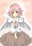  animal_ears bad_id bad_pixiv_id bracelet brown_eyes earrings highres hoop_earrings jewelry mystia_lorelei pink_hair short_hair single_earring smile solo touhou urimono wings 