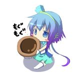  aoki_lapis blue_eyes blue_hair blush_stickers chibi chocolate cookie eating food hair_ornament long_hair solo thighhighs tourmaline very_long_hair vocaloid yuzuki_kei 