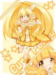  :o bad_id bad_pixiv_id bike_shorts blonde_hair boots bow bowtie brooch character_name choker cure_peace double_v dual_persona full_body hair_flaps hair_ornament hairpin jewelry kise_yayoi long_hair magical_girl orange_choker orange_eyes orange_neckwear precure shorts shorts_under_skirt skirt smile_precure! star v yellow yellow_background yellow_bow yellow_shorts yellow_skirt yuu-&gt;_(macro) 