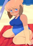  blonde_hair breasts canine chubby dog female hair mammal mcdonnell-douglas mrs_hudson one-piece_swimsuit sherlock_hound_(series) sitting solo swimsuit 