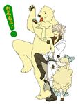  bad_id bad_pixiv_id bear gintama hadanugi_dousa jaguchi_(bbbing) japanese_clothes kimono long_sleeves parody polar_bear sakata_gintoki sheep short_hair short_sleeves silver_hair white_hair yotsubato! yotsubato!_pose 