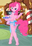  anthrofied blue_eyes breasts butt candy clothed clothing cupcakes cutie_mark equine female friendship_is_magic fur hair horse looking_at_viewer mammal my_little_pony pink_fur pink_hair pinkie_pie_(mlp) pony raised_tail skimpy solo whitmaverick 