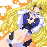  altrene bad_id bad_pixiv_id blonde_hair blue_eyes blush breast_squeeze breasts busou_shinki dd_(ijigendd) doll_joints dutch_angle hips large_breasts long_hair navel solo wide_hips 
