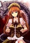  bad_id bad_pixiv_id beret blue_eyes braid breasts chinese_clothes clenched_hands dragon eastern_dragon hal360 hat hong_meiling large_breasts long_hair red_hair side_slit smile solo star touhou twin_braids very_long_hair 