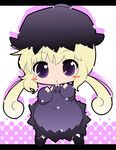  blonde_hair blush_stickers chibi eggplant hat letterboxed open_mouth original personification purple_eyes satsuki_mei_(sakuramochi) solo twintails 