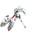  android aqua_hair axe battle_axe blue_hair headphones knee_pads labrys long_hair miniskirt persona persona_4:_the_ultimate_in_mayonaka_arena pleated_skirt ponytail red_eyes robot_joints school_uniform skirt soejima_shigenori solo very_long_hair weapon 