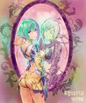  aquarion_(series) aquarion_evol artist_request ass breasts butt_crack cleavage green_hair highres midriff mirror reflection shorts zessica_wong 