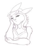  bored breasts chaosconfetti duskfall emily_floyd female green_eyes hair lagomorph lapine long_hair looking_at_viewer mammal nightgown plain_background rabbit ravinda sketch solo white_background 