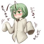  antennae daitai_konna_kanji dress_shirt green_eyes green_hair shirt sleeves_past_wrists solo stickam sweatdrop touhou translation_request wriggle_nightbug 