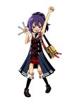  :d arm_up bag glasses himukai_yuuji medic_(sekaiju_4) official_art open_mouth pigeon-toed plaid plaid_skirt purple_eyes purple_hair raised_fist red-framed_eyewear ribbon sekaiju_no_meikyuu sekaiju_no_meikyuu_4 short_eyebrows shoulder_bag simple_background skirt smile solo standing test_tube white_background 