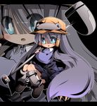  blue_eyes blush chibi child hair_tubes hammer hat letterboxed long_hair original purple_hair satsuki_mei_(sakuramochi) solo very_long_hair 