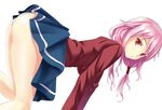 absurdres all_fours ass bad_id bad_pixiv_id breasts from_side guilty_crown hair_ornament hairclip highres long_hair looking_at_viewer panties pink_hair red_eyes school_uniform solo twintails underwear yuzuriha_inori zi_se 