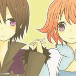  1boy 1girl black_hair harold_berselius judas purple_eyes red_hair short_hair tales_of_(series) tales_of_destiny_2 