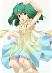  armpits boots dancing dress green_hair macross macross_frontier mizuki_makoto nyan-nyan_dance ranka_lee red_eyes solo 