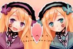  blonde_hair blue_eyes gothic_lolita gwayo hortense lolita_fashion long_hair lowres multiple_girls purple_eyes roman sound_horizon violette 