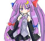  cosplay crescent crescent_hair_ornament hair_ornament hatsune_miku hatsune_miku_(cosplay) lowres niwata_senpei parody patchouli_knowledge purple_hair solo touhou vocaloid 