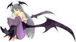  animal_print bat_print demon_girl hirodo legs long_hair morrigan_aensland pantyhose print_legwear solo vampire_(game) wings 