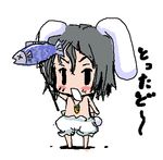  animal_ears baku_taso bunny_ears chibi fish inaba_tewi lowres solo touhou 