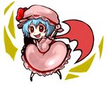  artist_request blue_hair chibi hat lowres remilia_scarlet ribbon solo touhou wings 