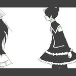  artist_request beanie gothic_lolita greyscale hat hikari_(pokemon) lolita_fashion lowres mai_(pokemon) monochrome multiple_girls pantyhose pokemon pokemon_(game) pokemon_dppt 