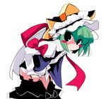  chibi green_hair hat lowres ribbon shiki_eiki solo touhou undressing usoneko 