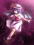  aisora bad_id bad_pixiv_id bat_wings dress hat highres mary_janes purple_hair red_eyes remilia_scarlet shoes short_hair socks solo touhou wings wrist_cuffs 