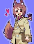  animal_ears bad_id bad_pixiv_id bag blush brown_hair copyright_request fang hair_ornament hairclip heart scarf short_hair smarttiger solo tail 