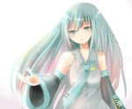  aqua_eyes aqua_hair aqua_neckwear bad_id bad_pixiv_id bangs bare_shoulders detached_sleeves eyebrows_visible_through_hair hair_down hatsune_miku long_hair necktie solo tears tetsuo upper_body vocaloid wide_sleeves 